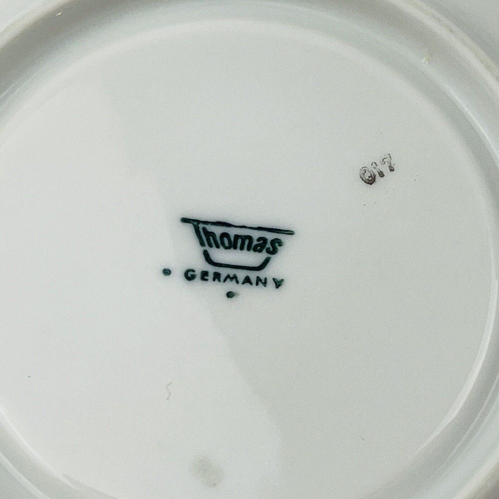 Vintage Thomas Flat Cup & Saucer Set 3" Gray‎ Platinum Band & Trim THO194 - Picture 6 of 9